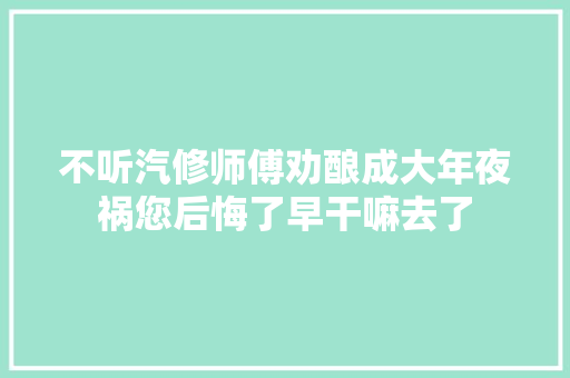 不听汽修师傅劝酿成大年夜祸您后悔了早干嘛去了