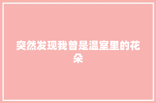 突然发现我曾是温室里的花朵