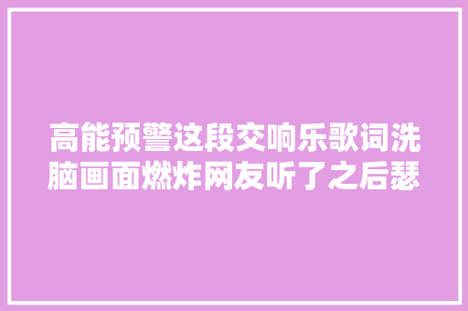 高能预警这段交响乐歌词洗脑画面燃炸网友听了之后瑟瑟发抖