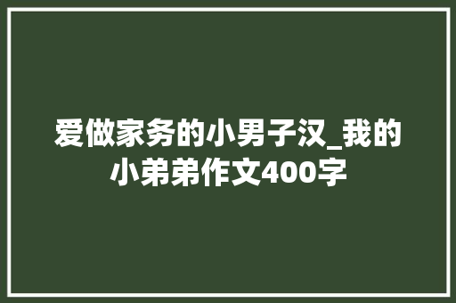 爱做家务的小男子汉_我的小弟弟作文400字