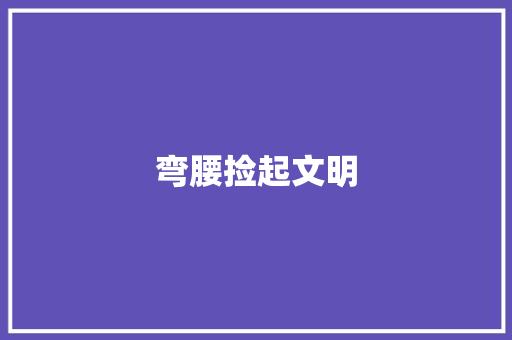 弯腰捡起文明