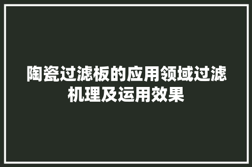 陶瓷过滤板的应用领域过滤机理及运用效果 汽车知识