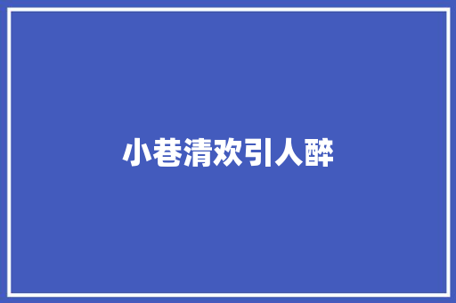 小巷清欢引人醉