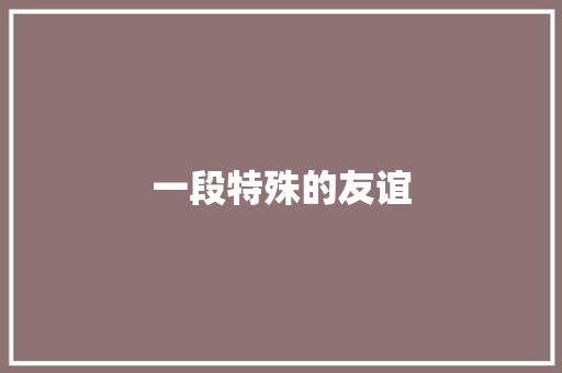 一段特殊的友谊