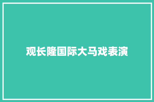 观长隆国际大马戏表演