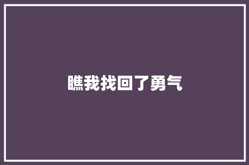 瞧我找回了勇气