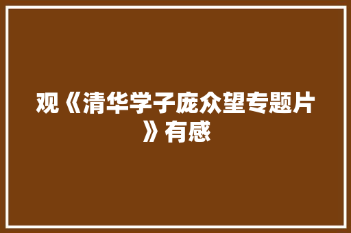 观《清华学子庞众望专题片》有感