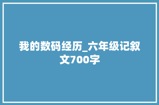 我的数码经历_六年级记叙文700字
