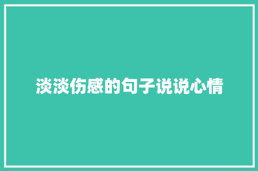 淡淡伤感的句子说说心情