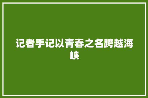 记者手记以青春之名跨越海峡