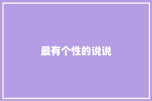 最有个性的说说