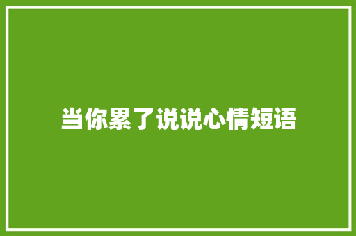 当你累了说说心情短语