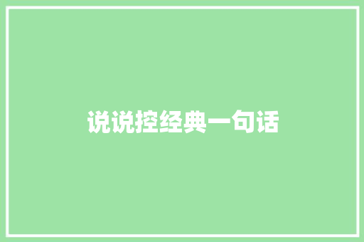 说说控经典一句话