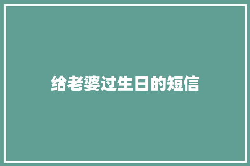 给老婆过生日的短信