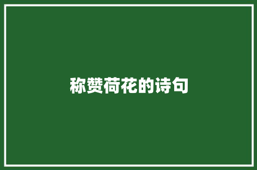 称赞荷花的诗句