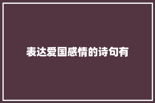 表达爱国感情的诗句有