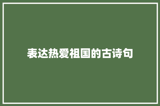 表达热爱祖国的古诗句