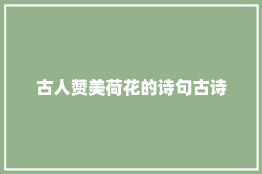 古人赞美荷花的诗句古诗