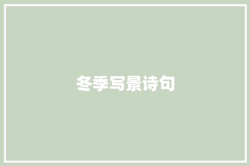 冬季写景诗句