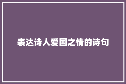 表达诗人爱国之情的诗句