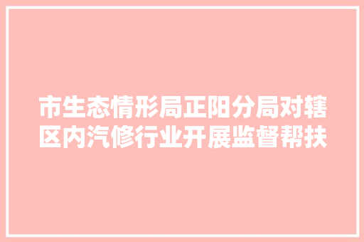市生态情形局正阳分局对辖区内汽修行业开展监督帮扶