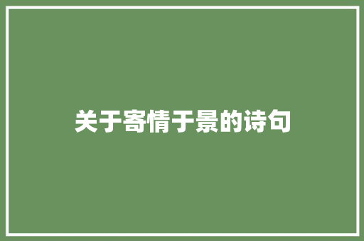 关于寄情于景的诗句