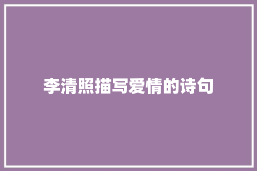 李清照描写爱情的诗句