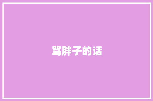 骂胖子的话