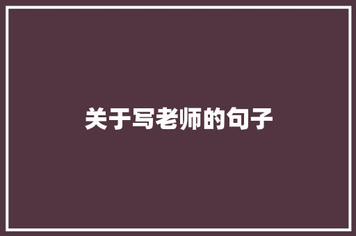 关于写老师的句子
