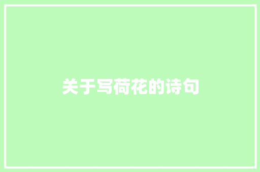 关于写荷花的诗句