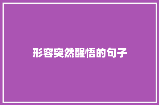 形容突然醒悟的句子