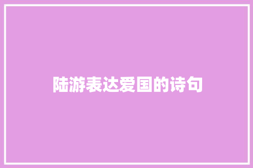 陆游表达爱国的诗句