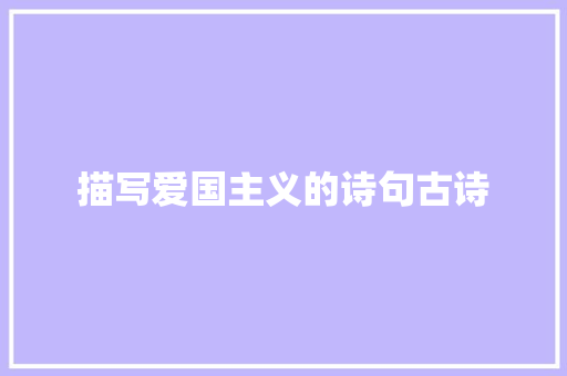 描写爱国主义的诗句古诗