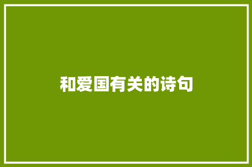 和爱国有关的诗句