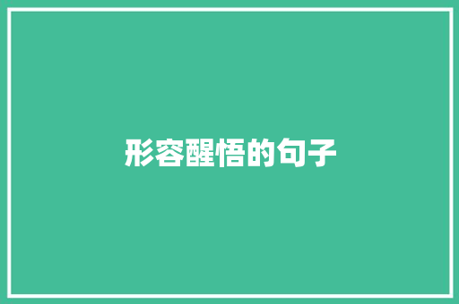 形容醒悟的句子