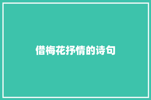 借梅花抒情的诗句