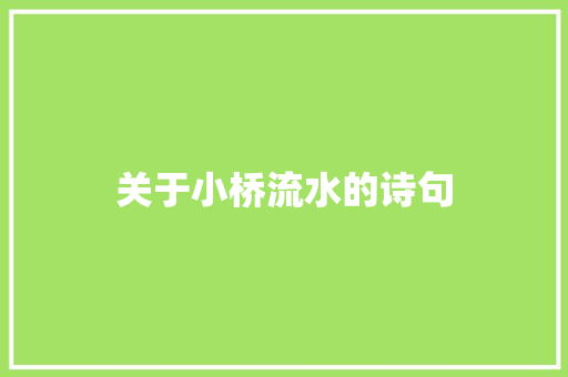 关于小桥流水的诗句