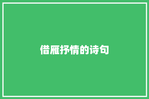借雁抒情的诗句