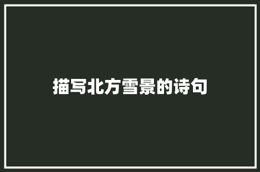 描写北方雪景的诗句