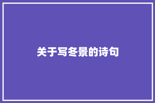 关于写冬景的诗句