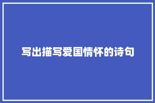 写出描写爱国情怀的诗句