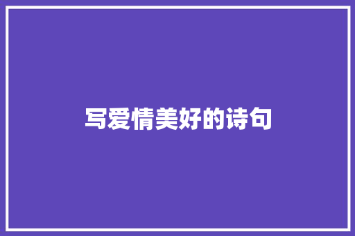 写爱情美好的诗句
