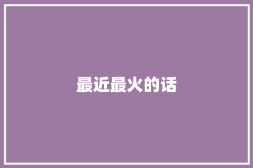 最近最火的话
