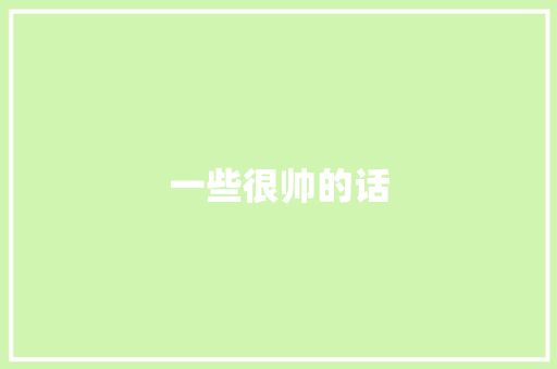 一些很帅的话