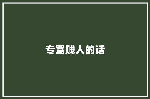 专骂贱人的话