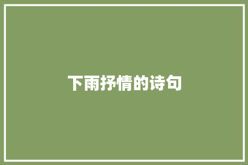 下雨抒情的诗句
