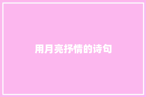 用月亮抒情的诗句