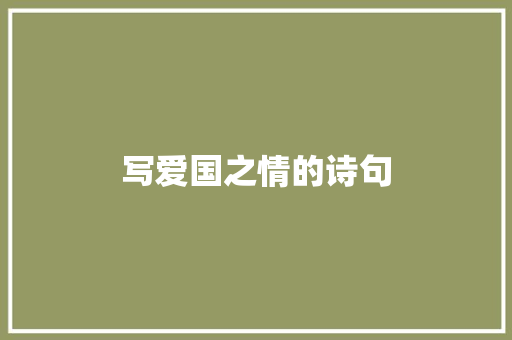 写爱国之情的诗句