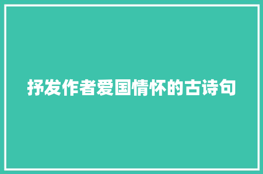 抒发作者爱国情怀的古诗句