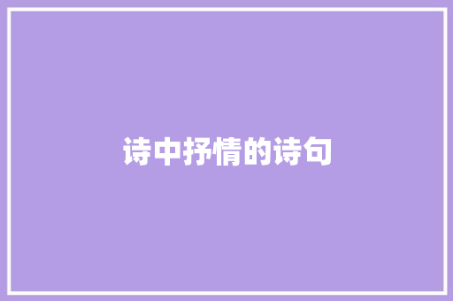 诗中抒情的诗句